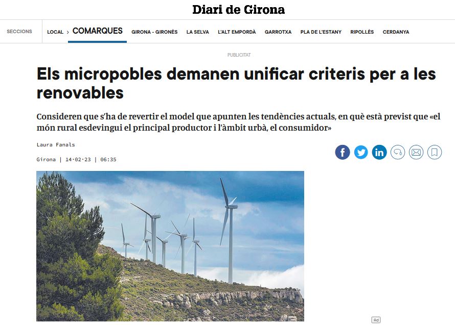 Els micropobles demanen unificar criteris per a les renovables
