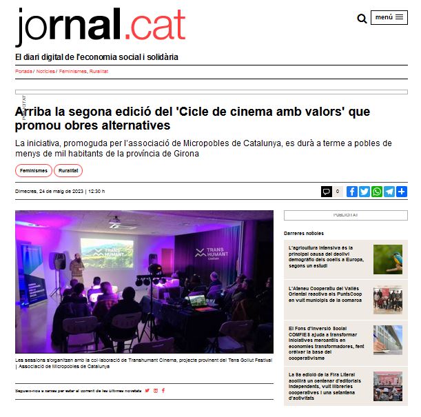 El cicle de cinema amb valors a micropobles gironins al digital Jornal